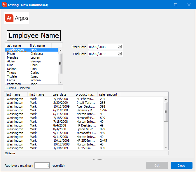 Use input selections to limit the query